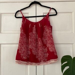 CAbi #162 Red Heart of Township Cami Floral Patterned Top XS